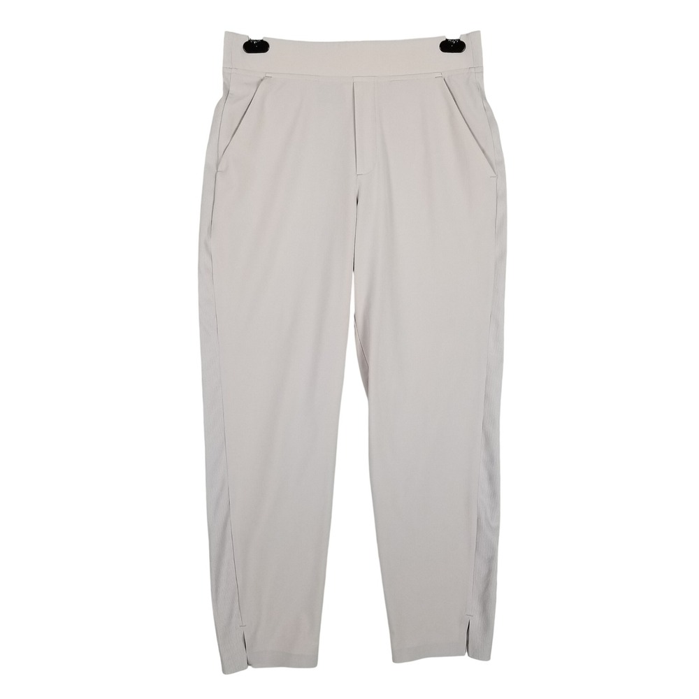 Athleta Brooklyn Ankle Pant Women 6 Stone Beige Ribbed Side Panel 138s
